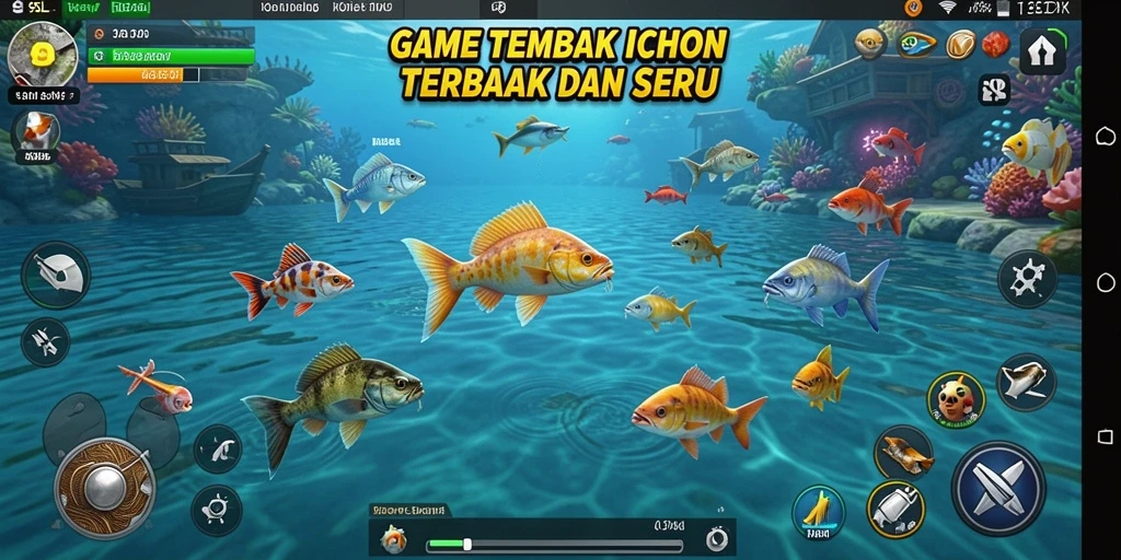 Screenshot gameplay 9SL menunjukkan aksi seru saat berburu ikan.