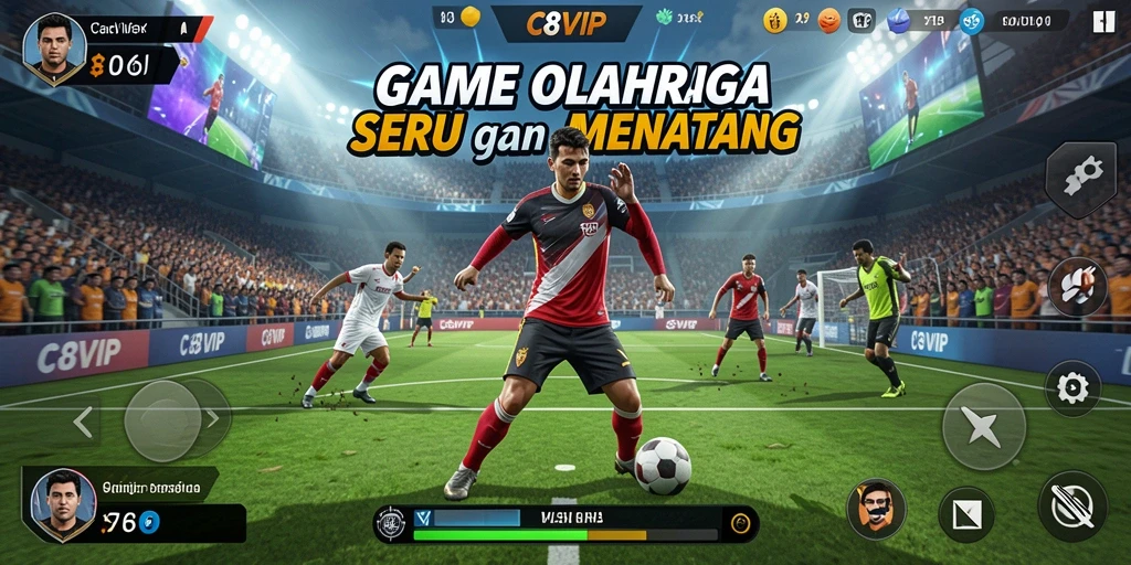 Tangkapan layar C8VIP menampilkan aksi seru dalam pertandingan olahraga.