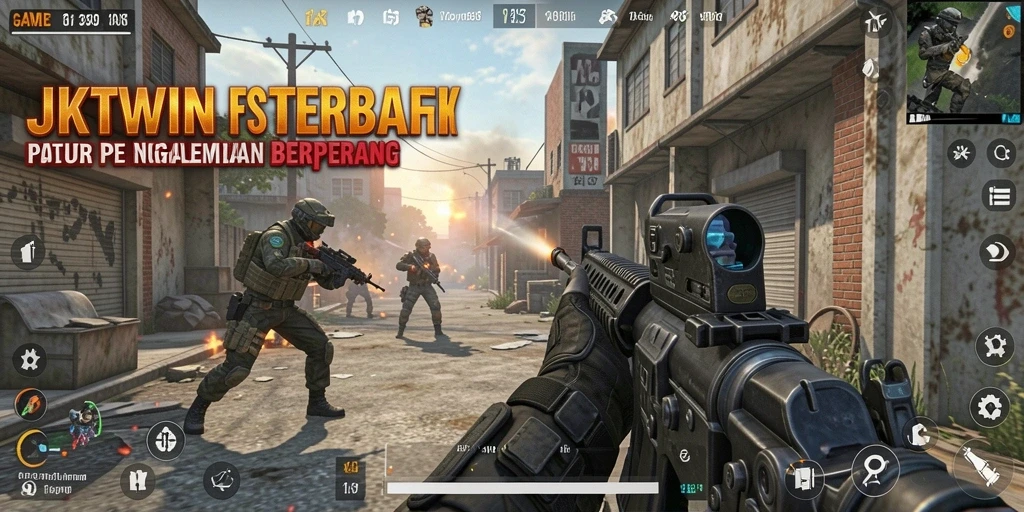 Tangkapan layar utama JKTWIN menampilkan aksi gameplay yang mendebarkan.