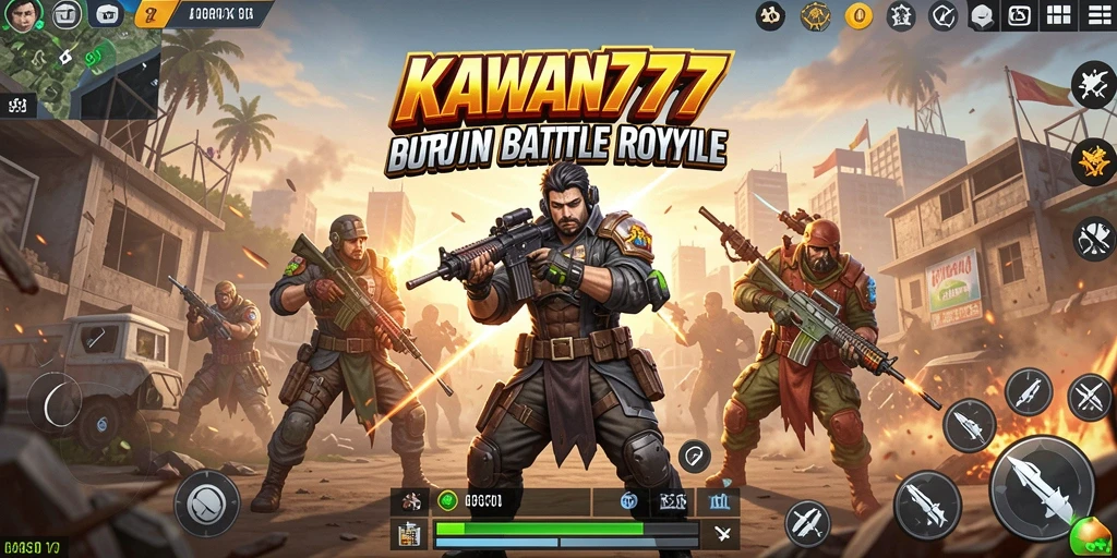 Tampilan intens permainan Battle Royale KAWAN777 saat pertempuran.