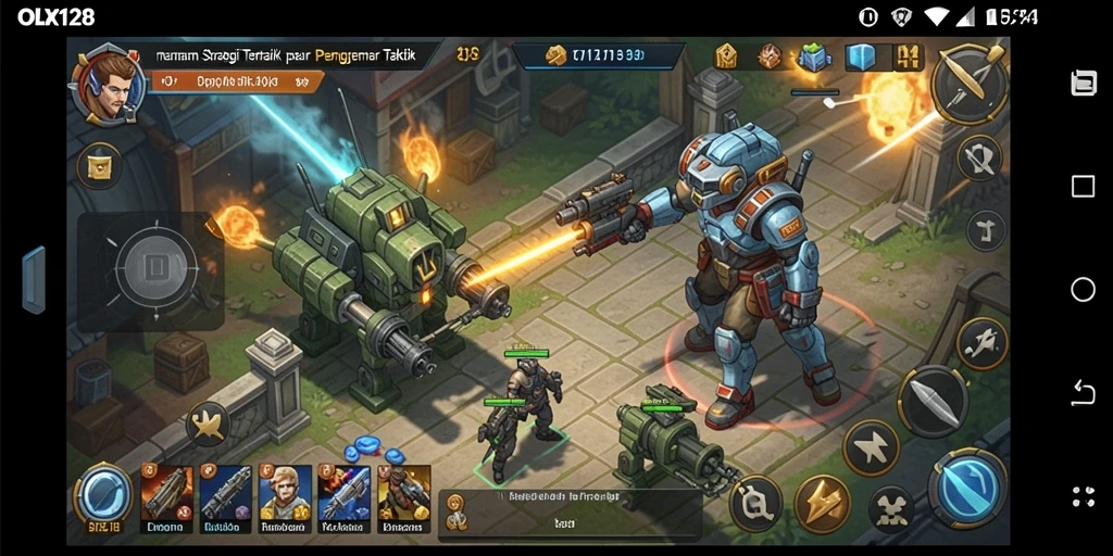 Tampilan gameplay menarik dari OLX128 yang memperlihatkan pertempuran strategi.