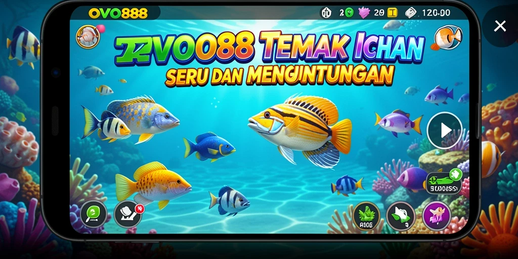 Tampilan gameplay OVO88 yang seru saat menembak ikan.