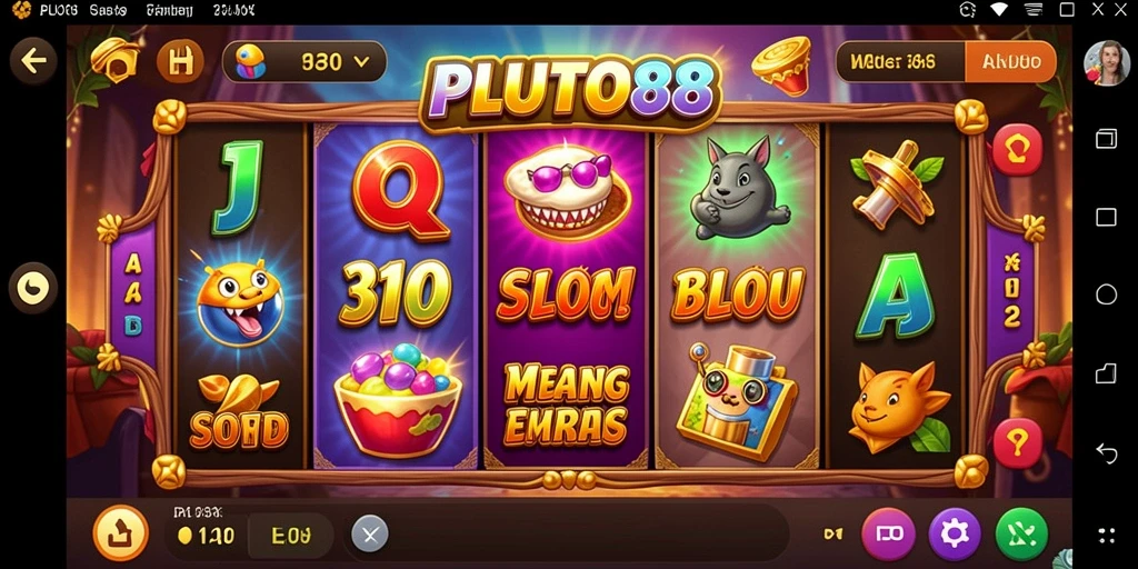 Screenshot gameplay PLUTO88 dengan tema slot yang menarik dan fitur bonus.