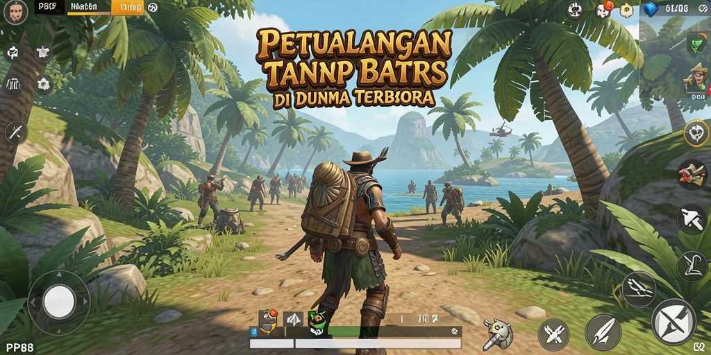 Screenshot gameplay PP88 yang menampilkan petualangan di dunia terbuka.
