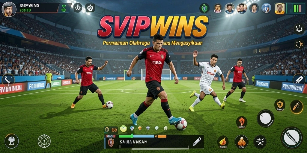 Tampilan gameplay SVIPWINS yang penuh aksi olahraga.